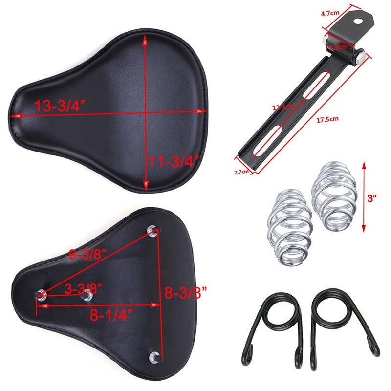 MISS MOLY Motorcycle 13" Cushion Softail Spring Bracket Seat for Harley Suzuki Yamaha Bobber-Black - Image 2